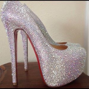 Christian louboutin silver Red bottom stilettos